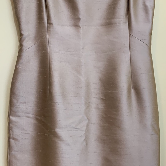 BCBGMaxAzria Cocktail Raw Silk Fully Lined Zip Spaghetti Strap Sheath Dress 10 - Picture 4 of 17